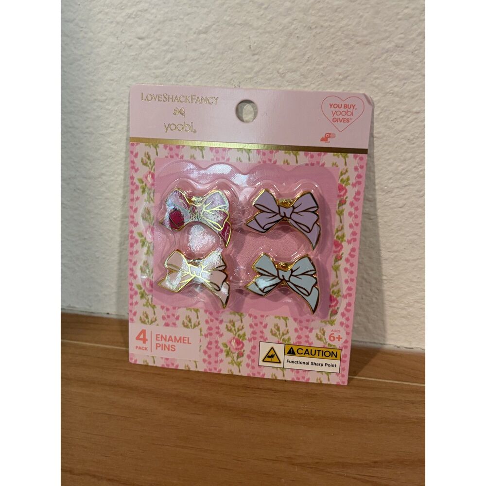 LoveShackFancy x Target - Yoobi 4pk Enamel Pins Bows NIB